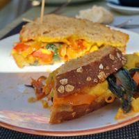 Vegan sandwich (hummus & veggies) at Noname Restaurant in Mallorca