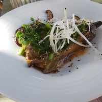 Vegan aubergine salad at Noname Restaurant in Mallorca