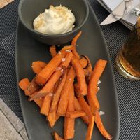 Sweet potato with vegan cashew aioli  at Noname Restaurant in Mallorca