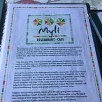 the menu at Myli Restaurant Café in Crete