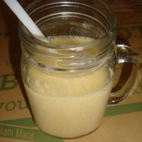 cashew milk mango lassi at Zula Vegetarian Paradise in Seminyak
