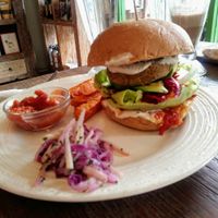 chickpea burger at Zula Vegetarian Paradise in Seminyak