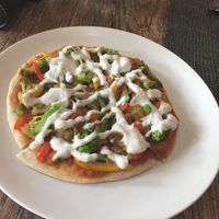 Pizza Mozzarella (with cashew cheese)   at Zula Vegetarian Paradise in Seminyak