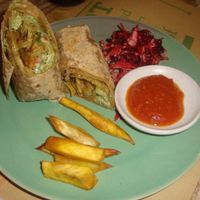 Jamaican seitan mix wrap at Zula Vegetarian Paradise in Seminyak