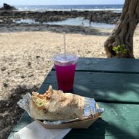 My Loko Wrap and delicious lemonade with coconut and dragon fruit!!!  at Loko Wraps in Kailua Kona