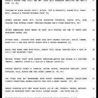The menu  at Circa Espresso in Parramatta