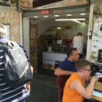Storefront (Open for business) at Pizza Bomba in Jerusalem