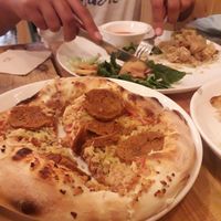 small pizza for the price but tasty at Masa Madre in Madrid