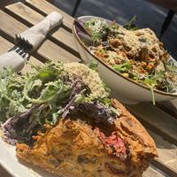 quiche and noodles  at Bunny's Deli in Madrid