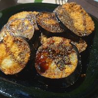 Berenjena con miel de caña at V de Vegetta in Mostoles