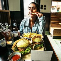 Burguers, fries and ginger beer.  at The Dutch Weed Burger - Food Truck in Amsterdam