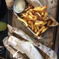 Seawharma with a side of fries at The Dutch Weed Burger - Food Truck in Amsterdam