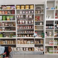 Wide variety of vegan options like plant milks, cookies etc. at Nina Coop Store in Povoa De Varzim