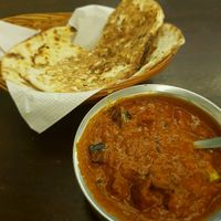 aubergine curry and garlic naan at Sangeetha in Kuala Lumpur