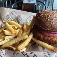 Vegan burger lunch special  at Burger Village in Hicksville