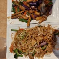 Veggie Chow Mein and Eggplant Tofu at New Garden Asian Cuisine in Seaside