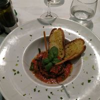 Berenjena con tofu y tomate frito at Krokos in Agrigento