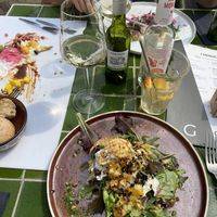 Toast with vegan mozzarella & hummus   at Gember in Horst