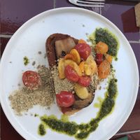 Delicious toast with eggplant topping    at Gember in Horst