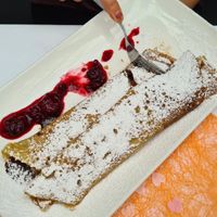 Crepe with chocolate and apricot with fruit level at Thermenrestaurant in Baden
