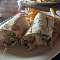 Buffalo wrap with fries at Union Jack Pub in Indianapolis