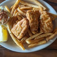 Fishless fish and chips, slaw, vegan tarter sauce. at Union Jack Pub in Indianapolis