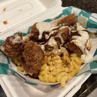 Chick’n Mac with bbq and ranch  at Sprouting Dreams in Dayton