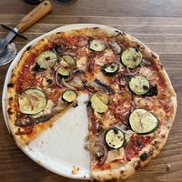 Garlicky pizza  at The Flat in Exeter