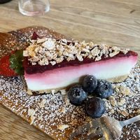 Vegan lemon and berry cheesecake   at The Flat in Exeter