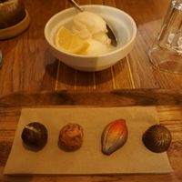 Vegan bonbons and lemon sorbet at The Flat in Exeter