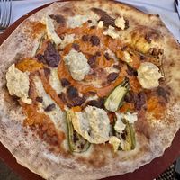The “Vegana” pizza at Kicks  at Kicks in Santa Margherita