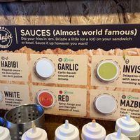 Guide to sauces and which are vegan-friendly   at Falafel Inc - Georgetown in Washington