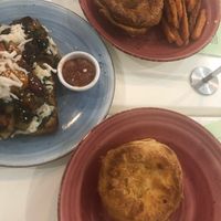 Vegan open melt with chikn and cheez and buttery chickn pie. YUM!  at ManicOrganic Cafe in Penrith
