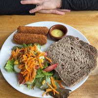 vegan croquettes with bread and salad   at Logica Cafe Restaurant in Leiden