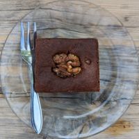 walnut brownie at Logica Cafe Restaurant in Leiden