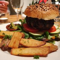 Blacl rice burger at Logica Cafe Restaurant in Leiden
