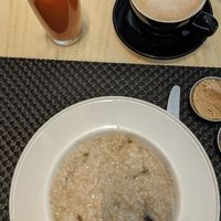 Steel cut oats, fresh squeezed juice, and a latte with oat milk at Wynn Hotel - Jardin in Las Vegas