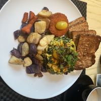 Spinach, kale JustEgg omelette. Very tasty accompanied with a oat latte. Delicious breakfast   at Wynn Hotel - Jardin in Las Vegas