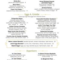 Menu as of Sept 2020 - no longer a seperate Vegan menu at Wynn Hotel - Jardin in Las Vegas