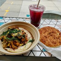 Artichoke hummus bowl and hibiscus tea at Little Sesame in Washington