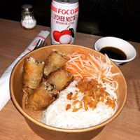 Spring roll noodle bowl at VietCafe in Newcastle Upon Tyne