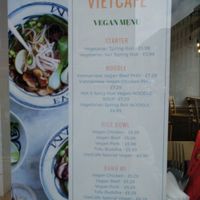 Vietcafe Vegan menu at VietCafe in Newcastle Upon Tyne