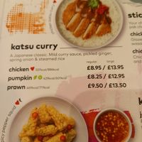 Katsu Curry options. at YO! Sushi in Newcastle Upon Tyne