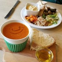 ";Vegan Surprise"; and vegan tomato soup on the day at 88 Degrees in Kirriemuir