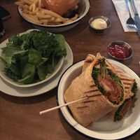 Vegan wrap and side sald  at Society Standard in Cardiff