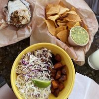 Classic bowl, Wrap of Khan & Guacamole! Yum!!  at Parrilla Grill in Bend