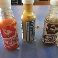 try the hot sauces on the table from Hawaii at Parrilla Grill in Bend