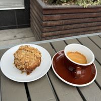 Vegan muffin and espresso   at Elysian Coffee - Burrard in Vancouver