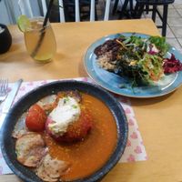 Medalhão de pinhão com cogumelos à parmegiana. at Raw Porto Alegre in Porto Alegre