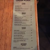 Menu 1 at Lucha Verde in Vancouver